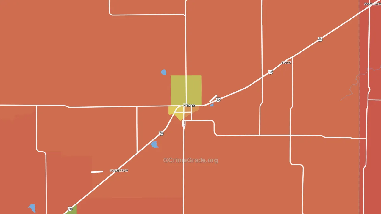 Friona, TX Map of Robbery Rates