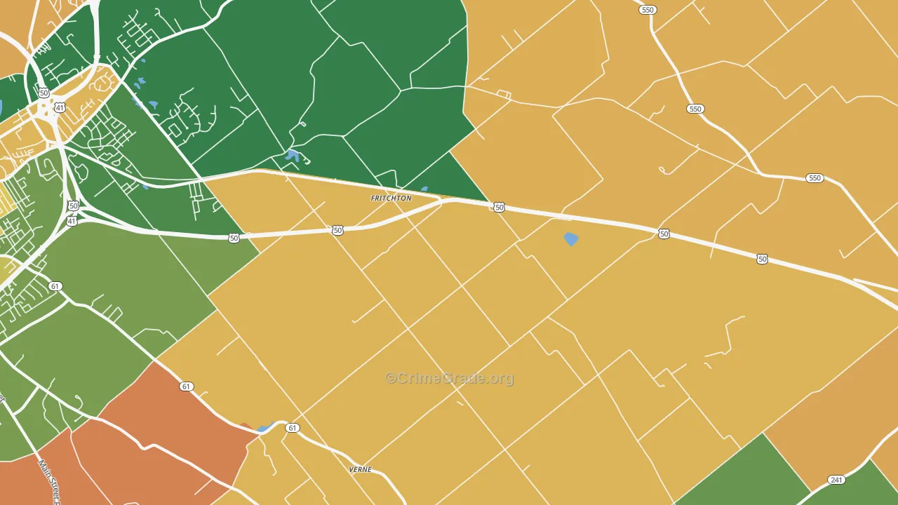 Fritchton, IN Map of Robbery Rates