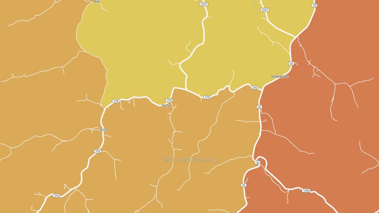 Fritz, KY Map of Robbery Rates