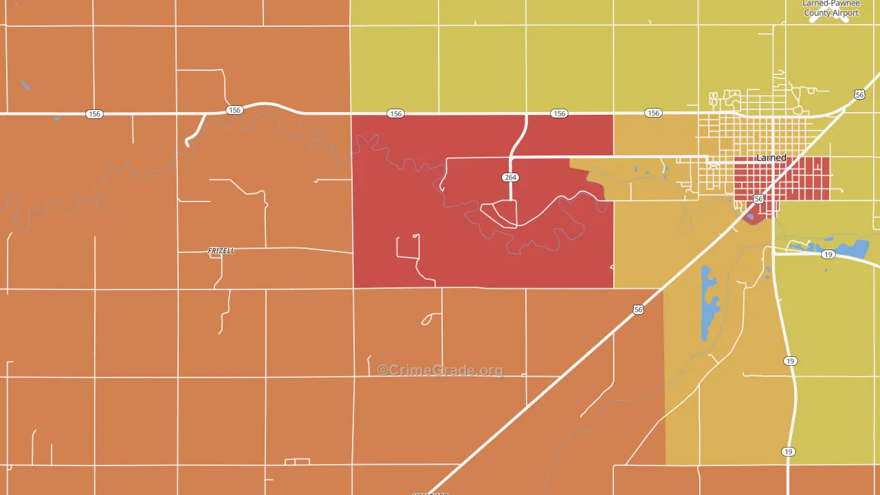 Frizell, KS Map of Robbery Rates