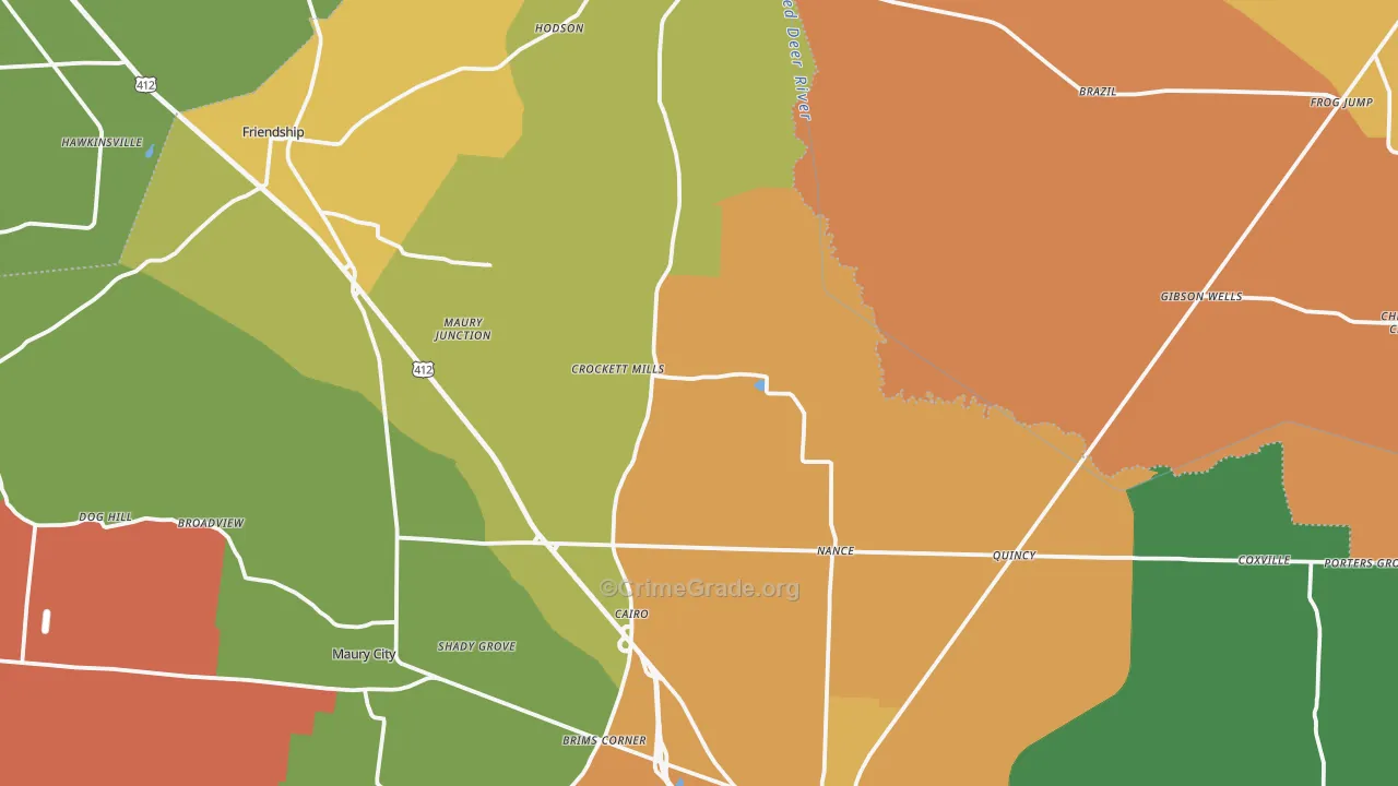 Frog Jump, TN Map of Robbery Rates