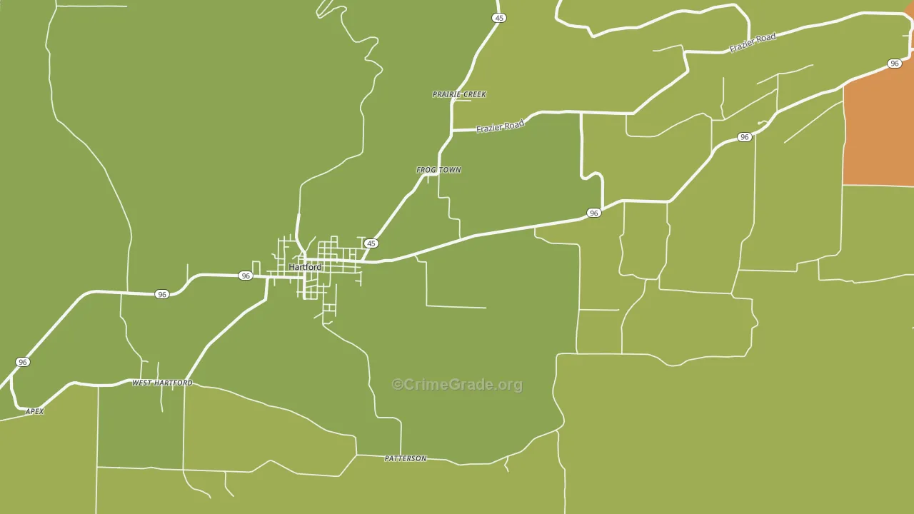 Frog Town, AR Map of Robbery Rates