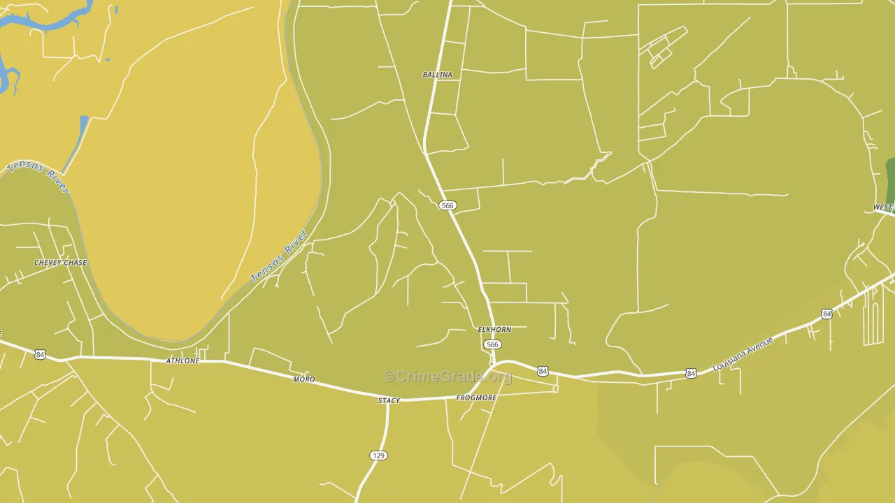 Frogmore, LA Map of Robbery Rates
