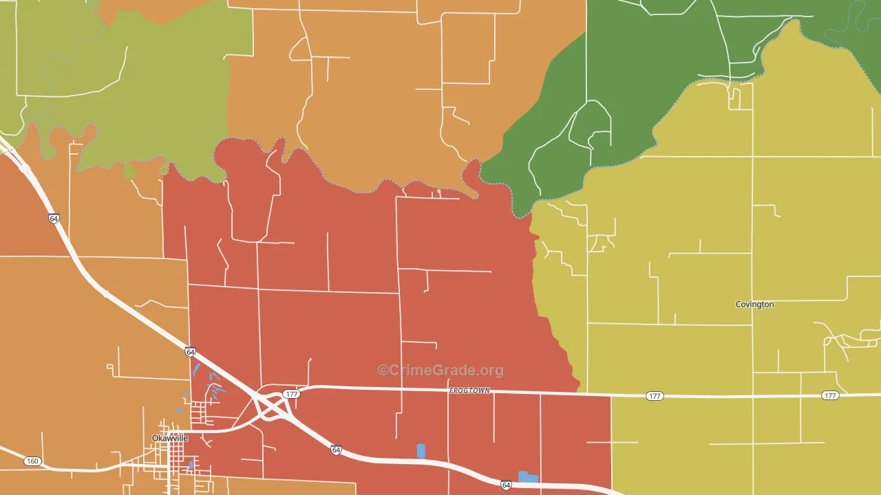 Frogtown, IL Map of Robbery Rates