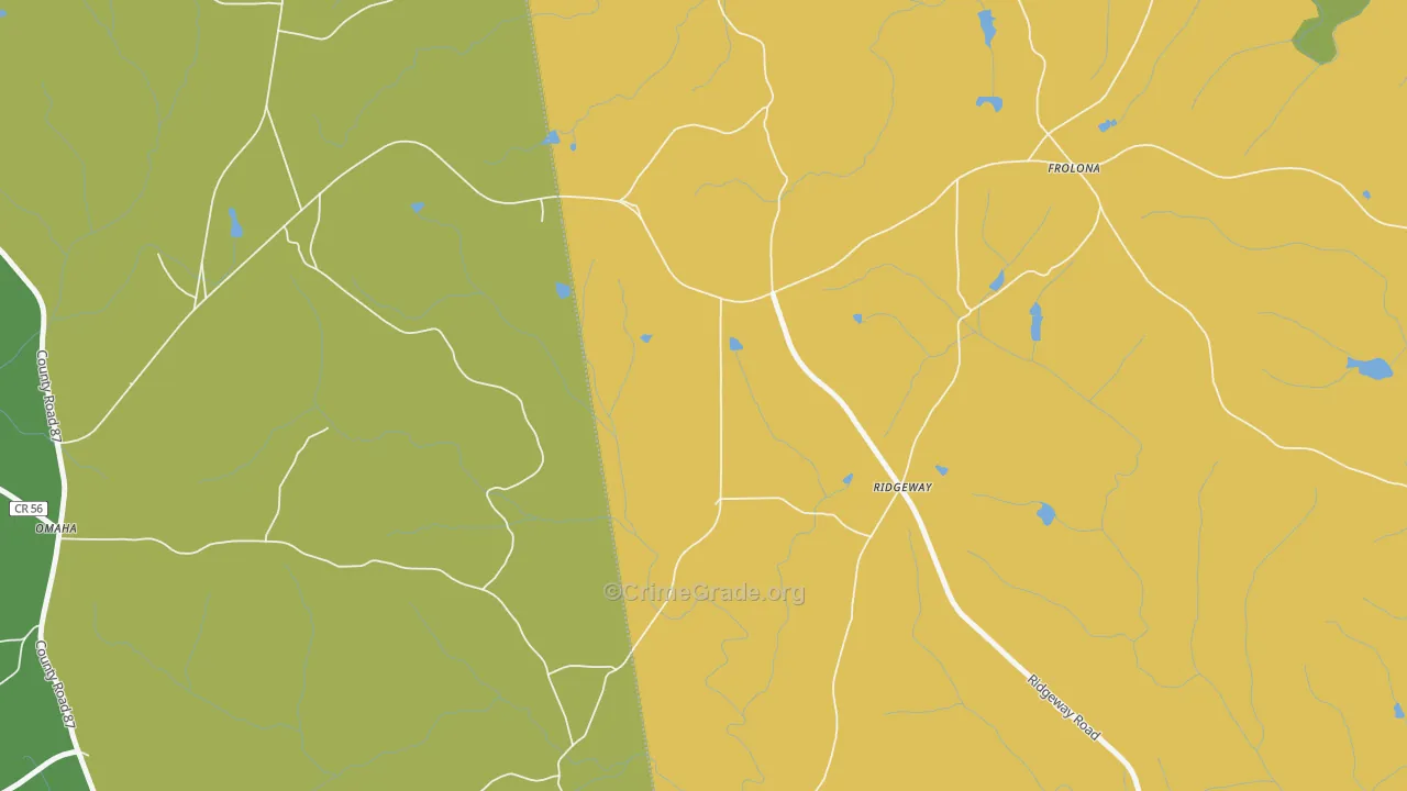 Frolona, GA Map of Robbery Rates