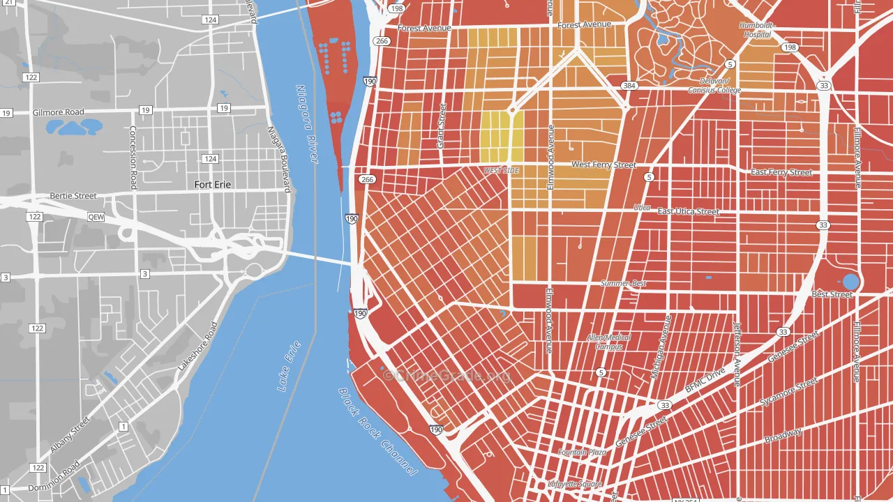 Front Park, Buffalo, NY Map of Robbery Rates