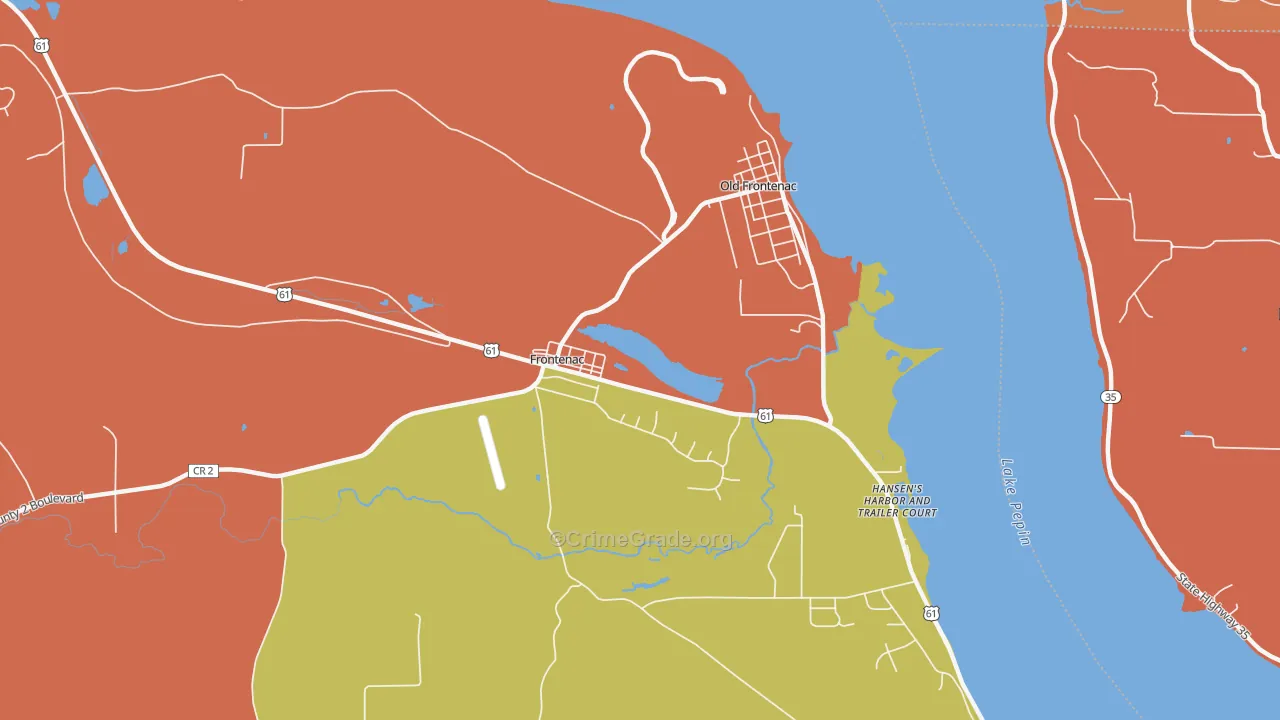 Frontenac, MN Map of Robbery Rates