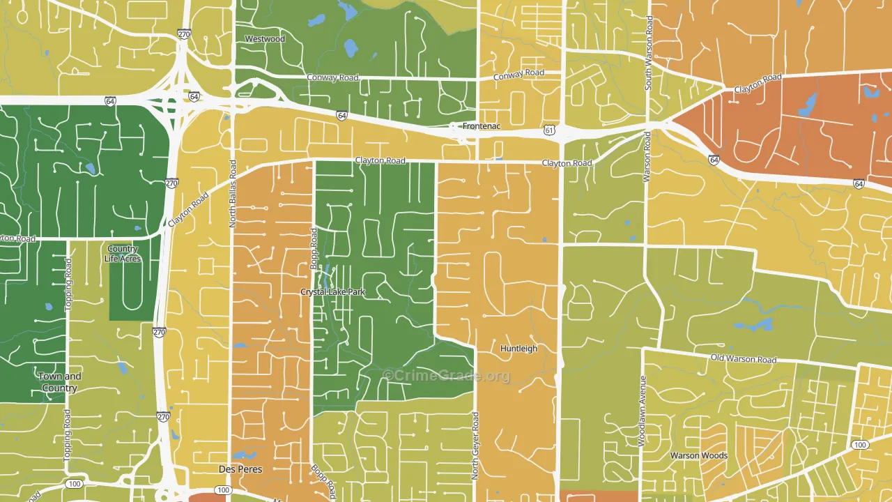 Frontenac, MO Map of Robbery Rates