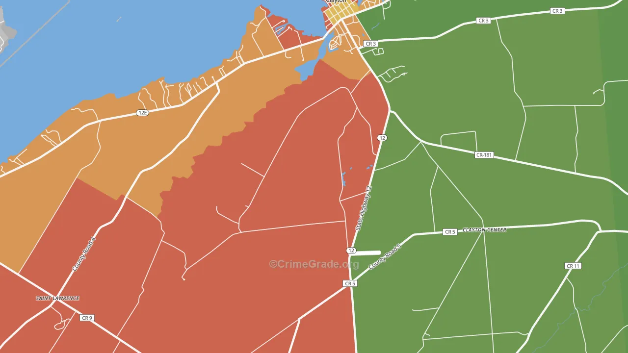 Frontenac, NY Map of Robbery Rates
