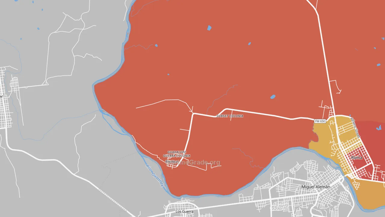 Fronton, TX Map of Robbery Rates