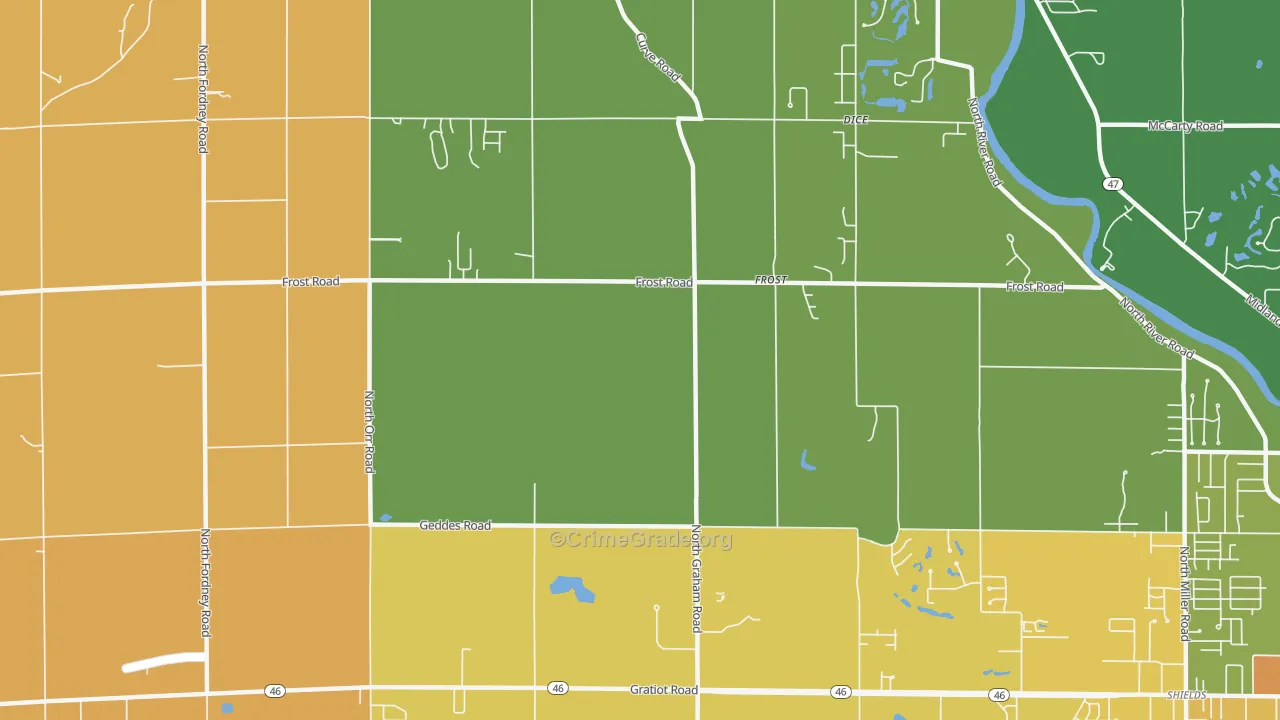 Frost, MI Map of Robbery Rates
