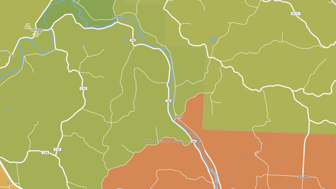 Frost, OH Map of Robbery Rates