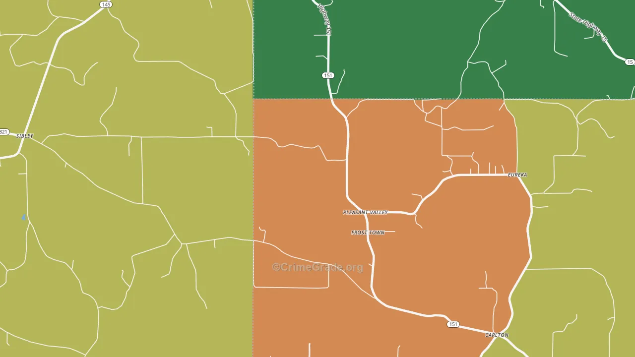 Frost Town, LA Map of Robbery Rates