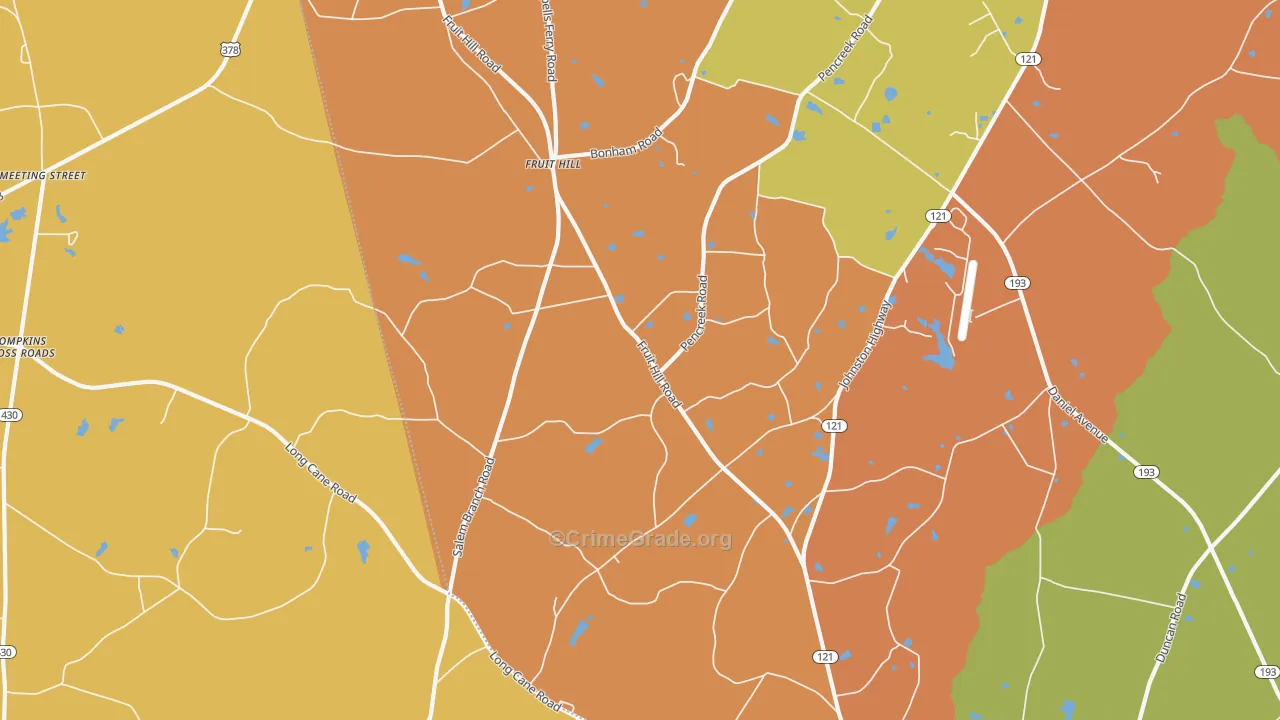 Fruit Hill, SC Map of Robbery Rates
