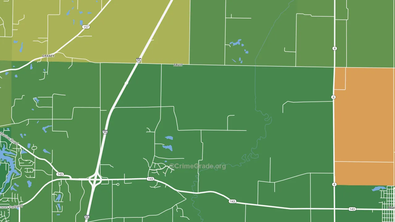 Fruit, IL Map of Robbery Rates