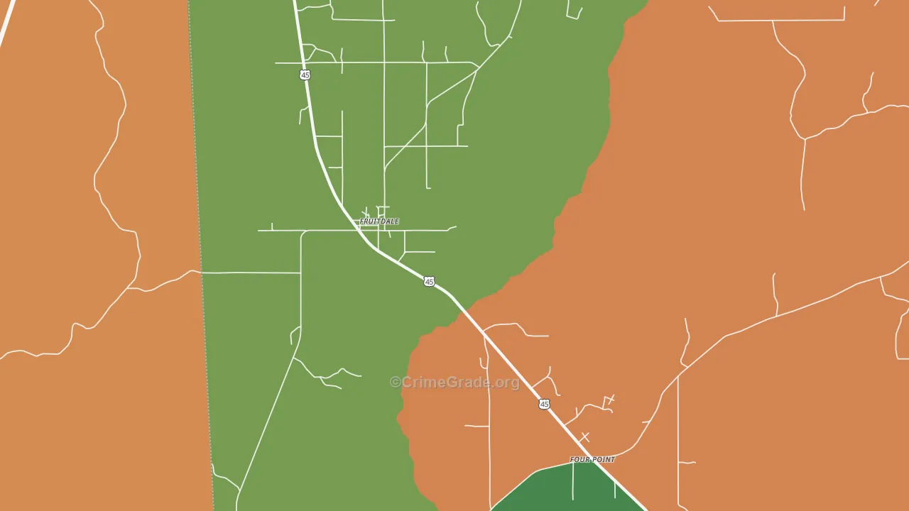 Fruitdale, AL Map of Robbery Rates