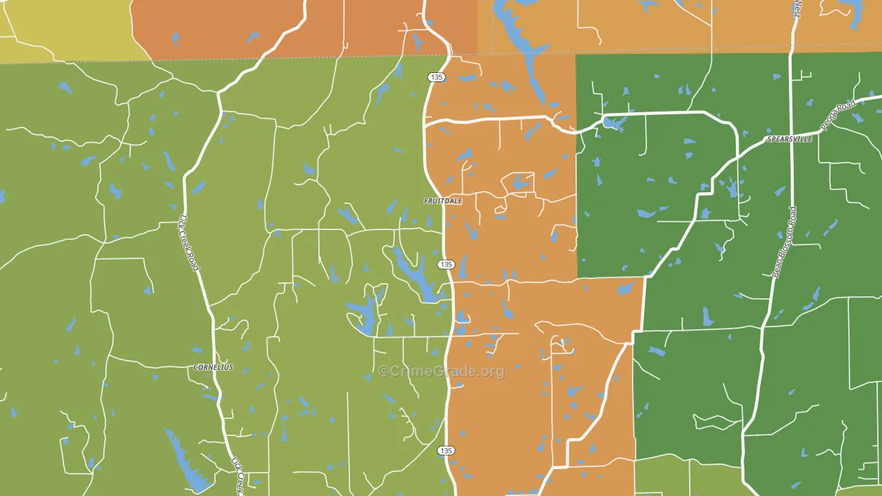 Fruitdale, IN Map of Robbery Rates