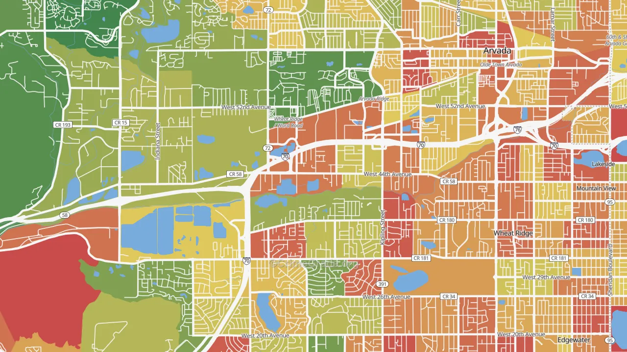 Fruitdale, Wheat Ridge, CO Map of Robbery Rates