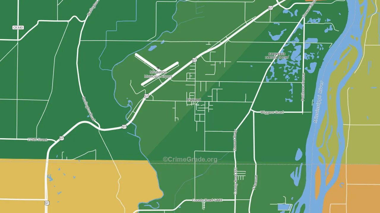 Fruitland, IA Map of Robbery Rates