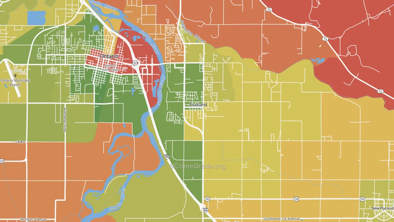 Fruitland, ID Map of Robbery Rates