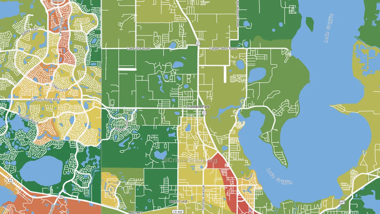 Fruitland Park, FL Map of Robbery Rates