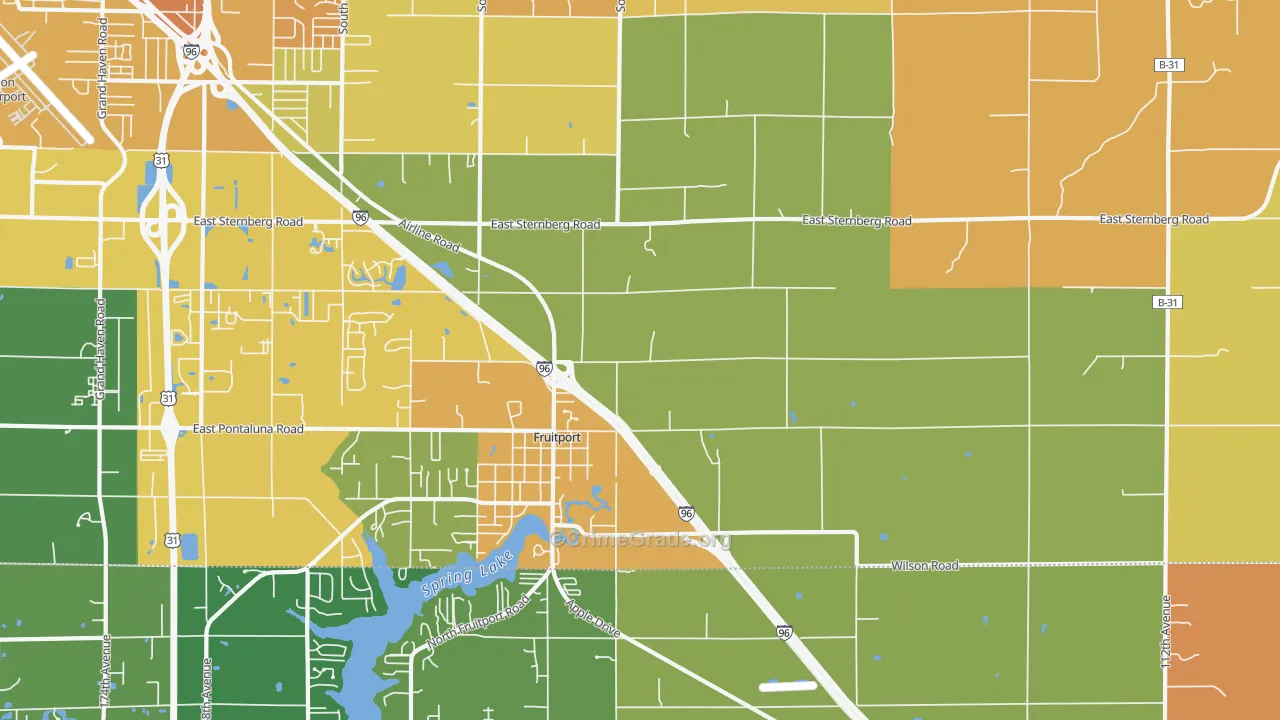Fruitport, MI Map of Robbery Rates