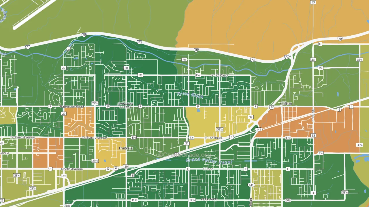 Fruitvale, CO Map of Robbery Rates