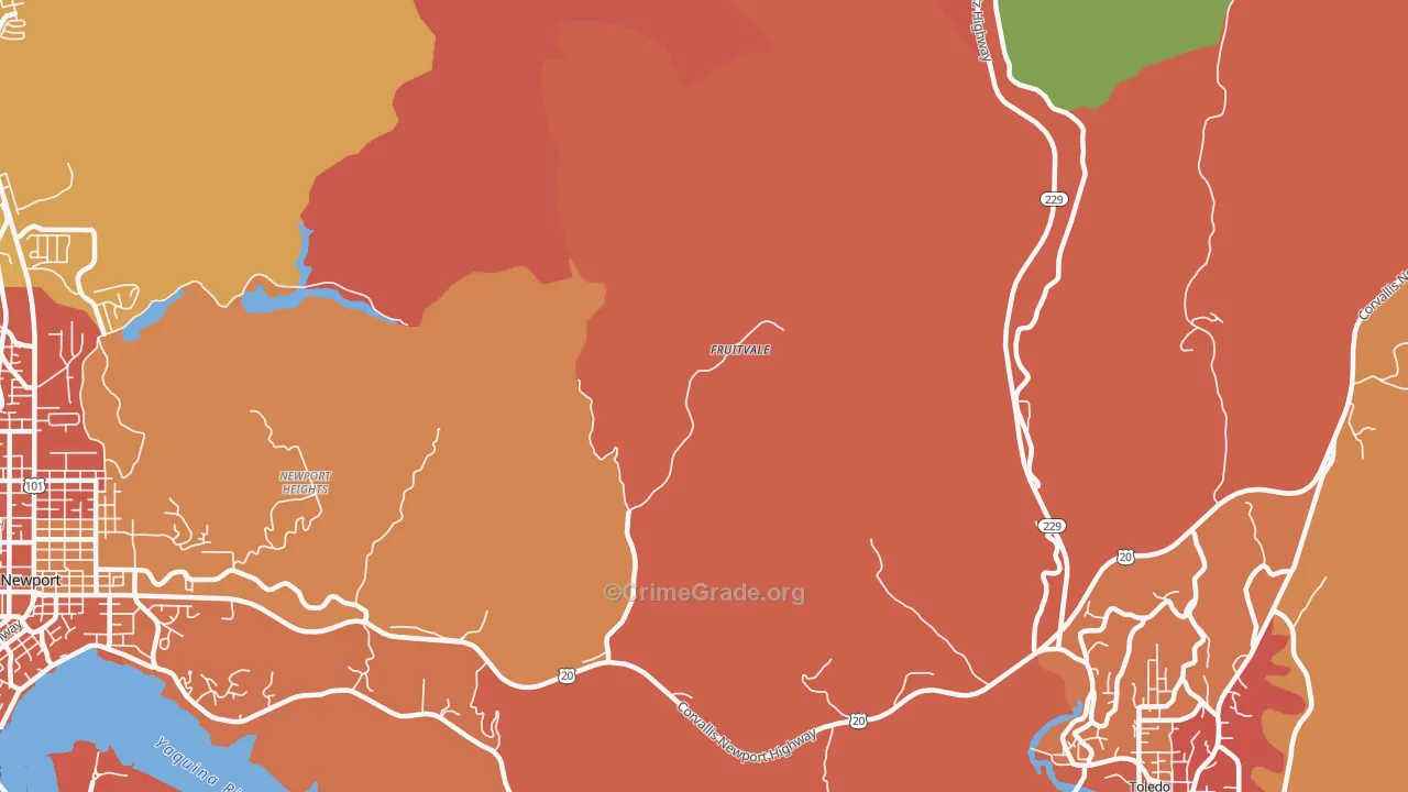 Fruitvale, OR Map of Robbery Rates