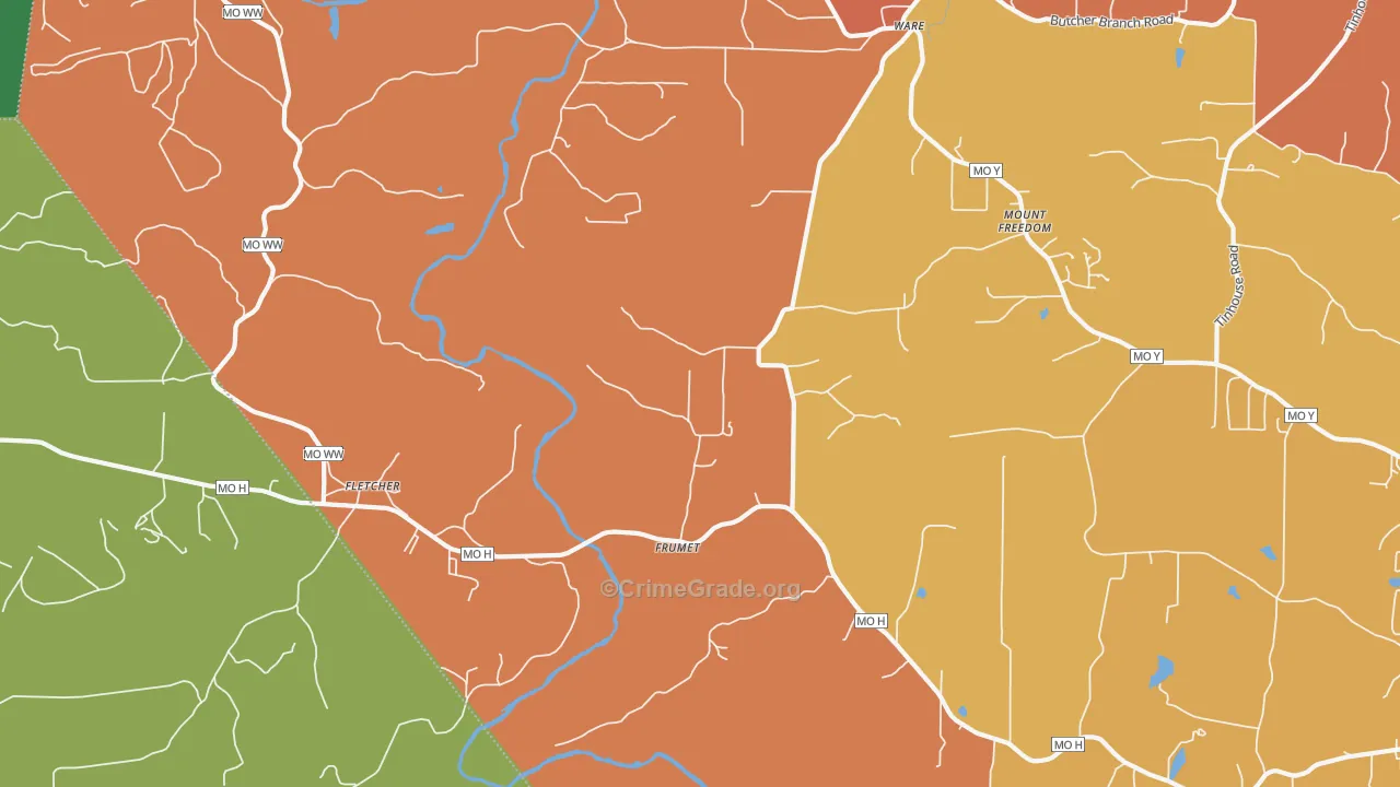Frumet, MO Map of Robbery Rates