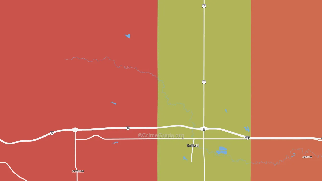 Fryburg, ND Map of Robbery Rates