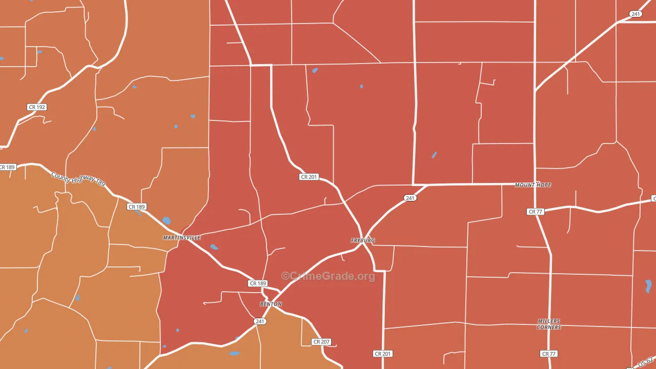 Fryburg, OH Map of Robbery Rates