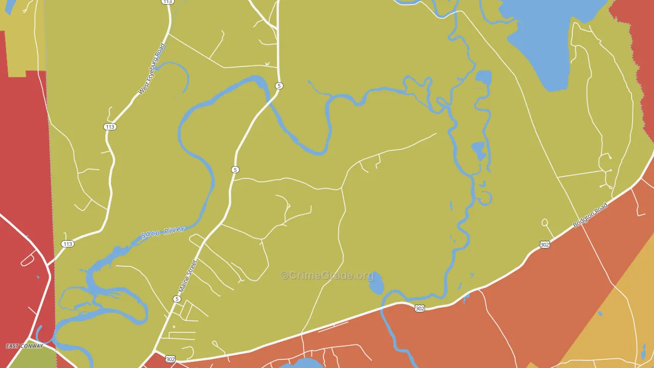 Fryeburg Center, ME Map of Robbery Rates