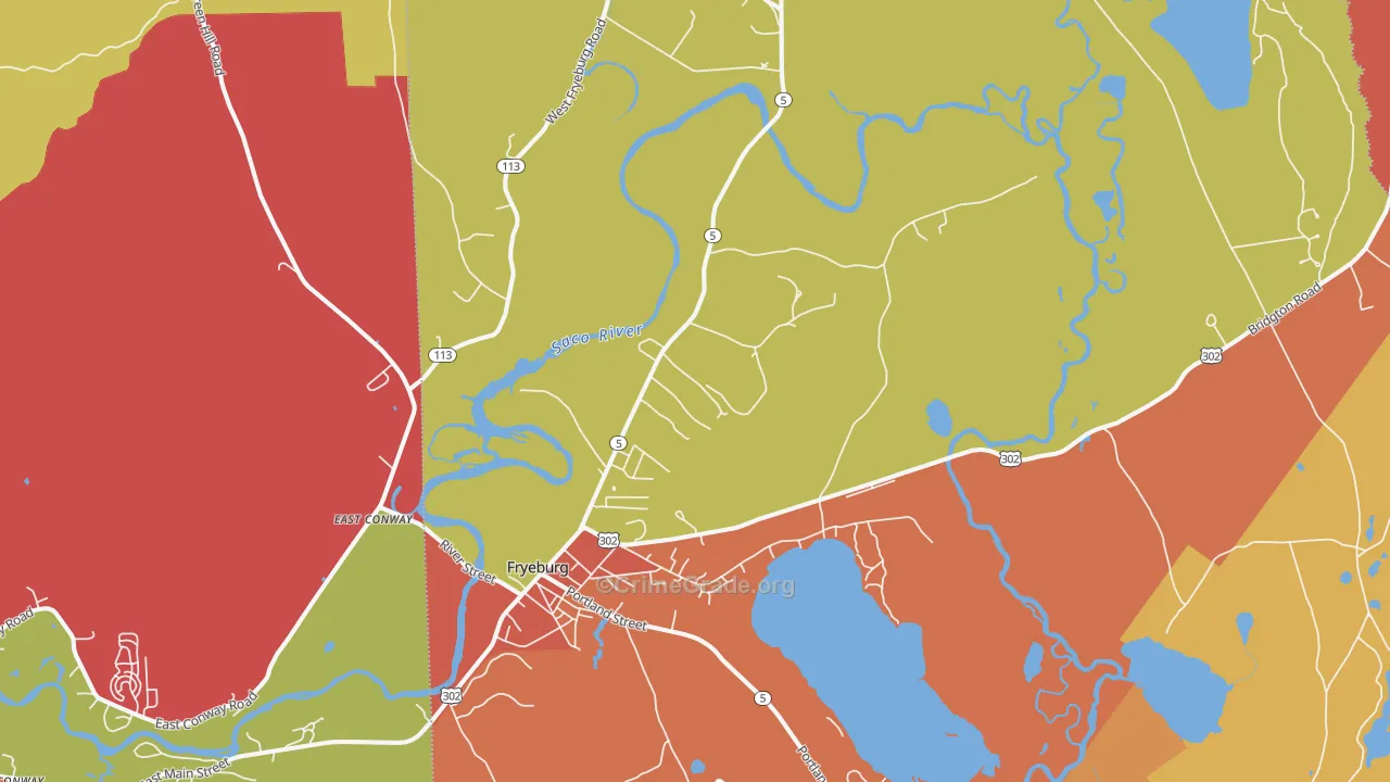 Fryeburg, ME Map of Robbery Rates