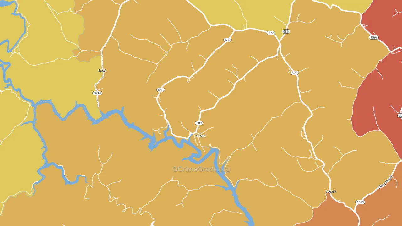 Fuget, KY Map of Robbery Rates
