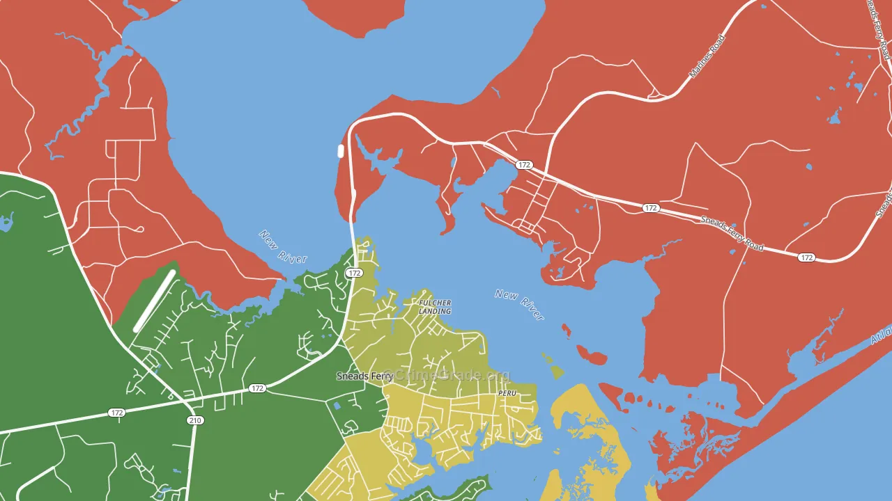 Fulcher Landing, NC Map of Robbery Rates