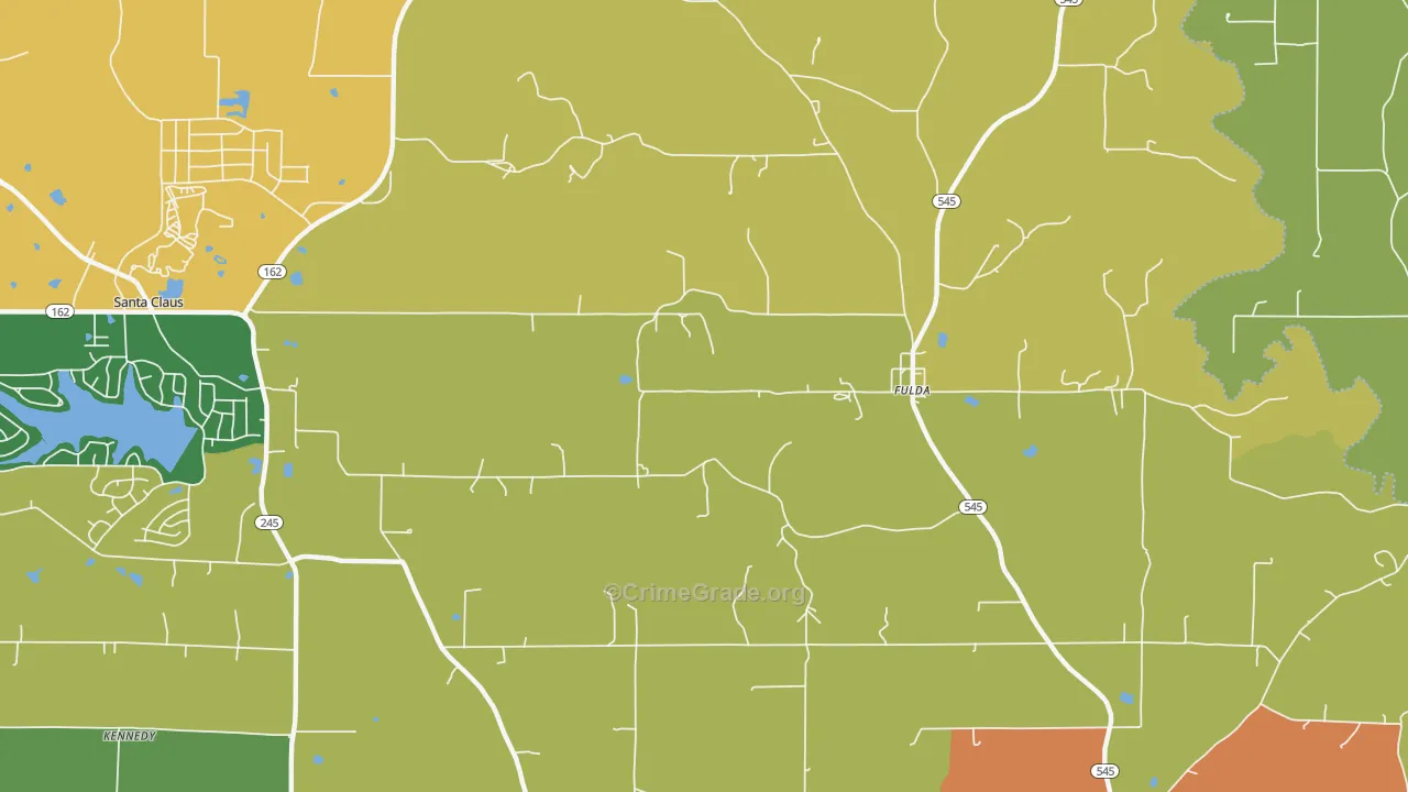 Fulda, IN Map of Robbery Rates
