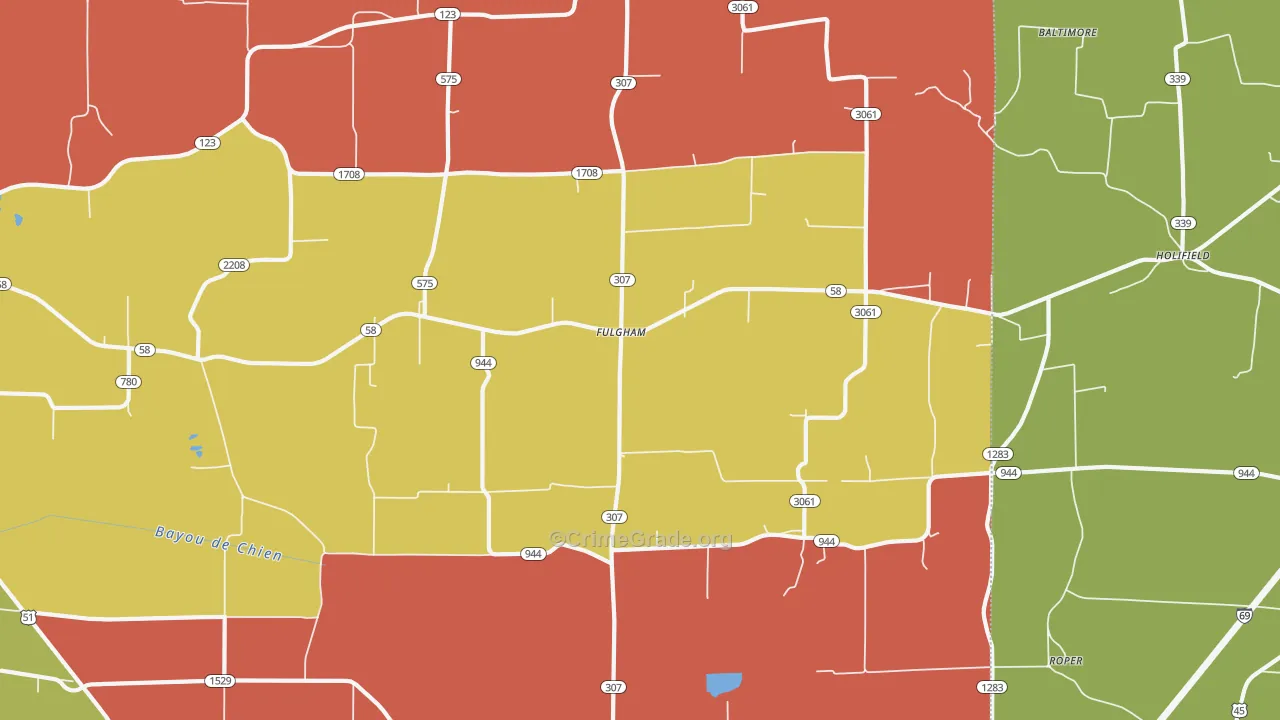 Fulgham, KY Map of Robbery Rates