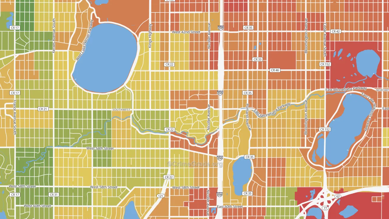 Fuller Tangletown, Minneapolis, MN Map of Robbery Rates