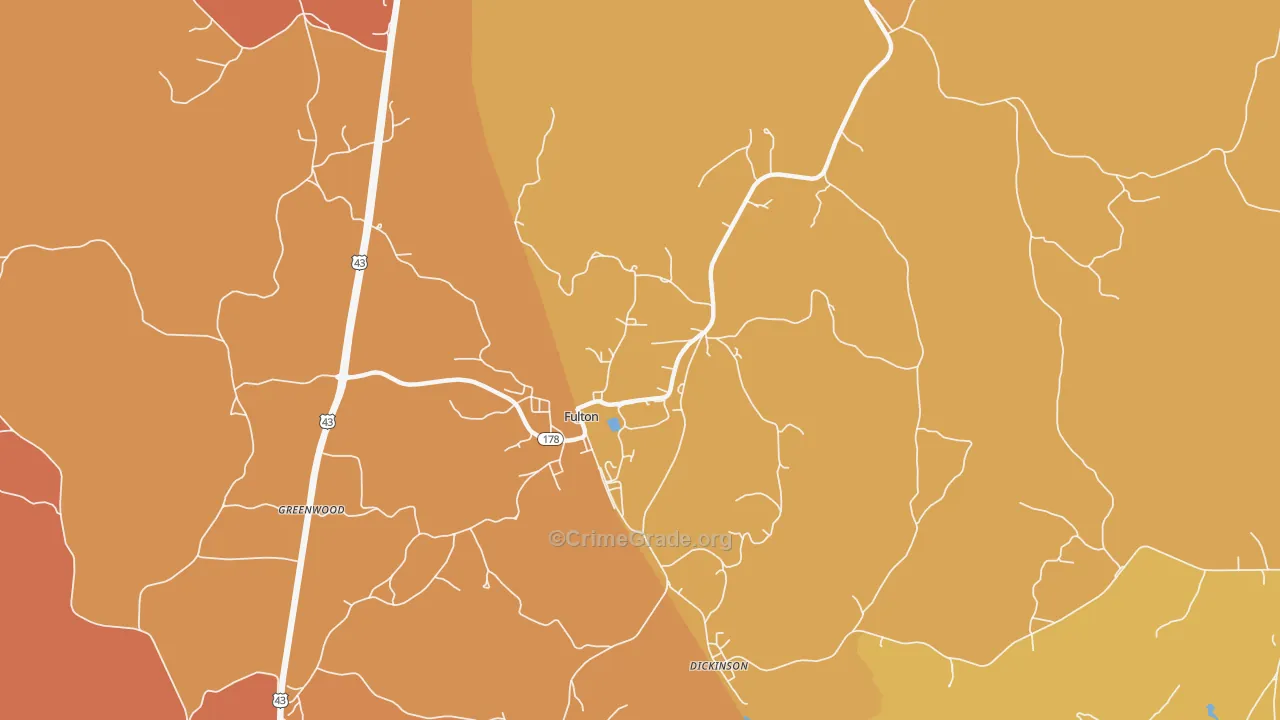 Fulton, AL Map of Robbery Rates