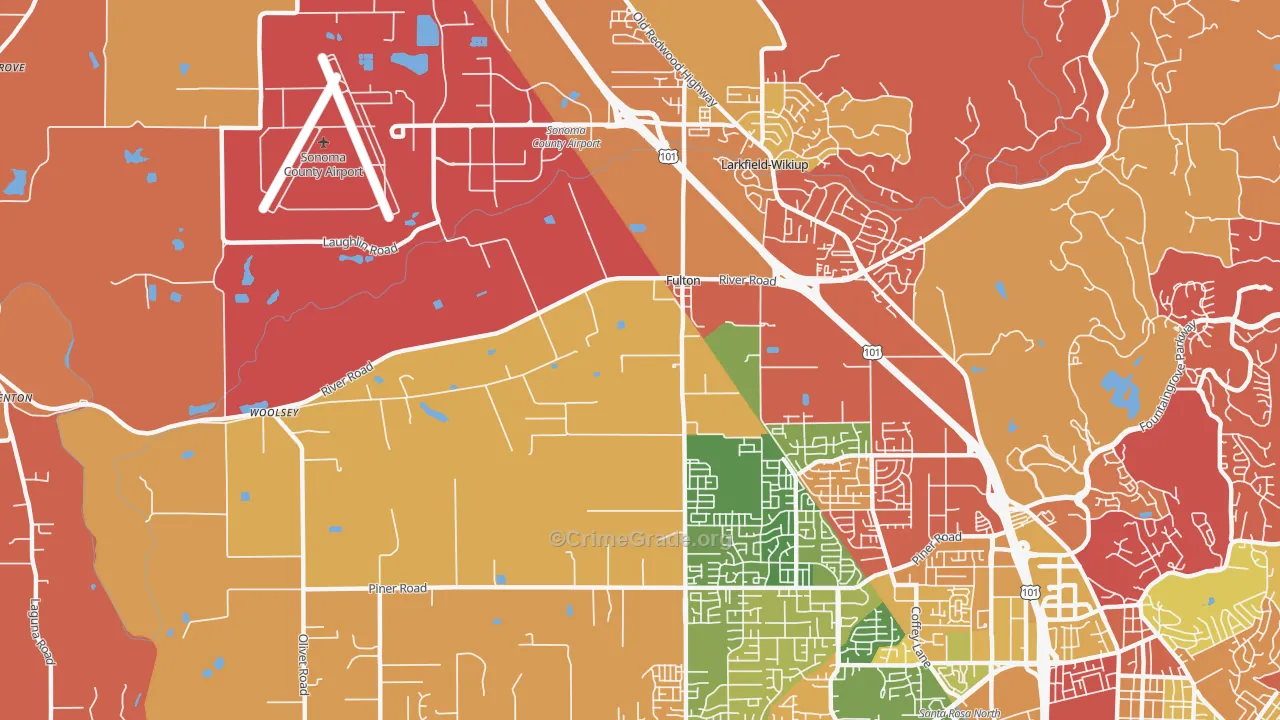 Fulton, CA Map of Robbery Rates