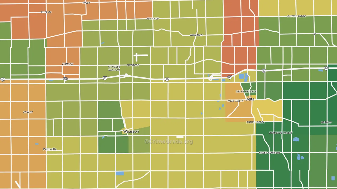 Fulton County, OH Map of Robbery Rates
