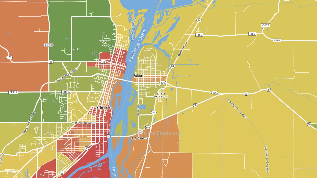 Fulton, IL Map of Robbery Rates