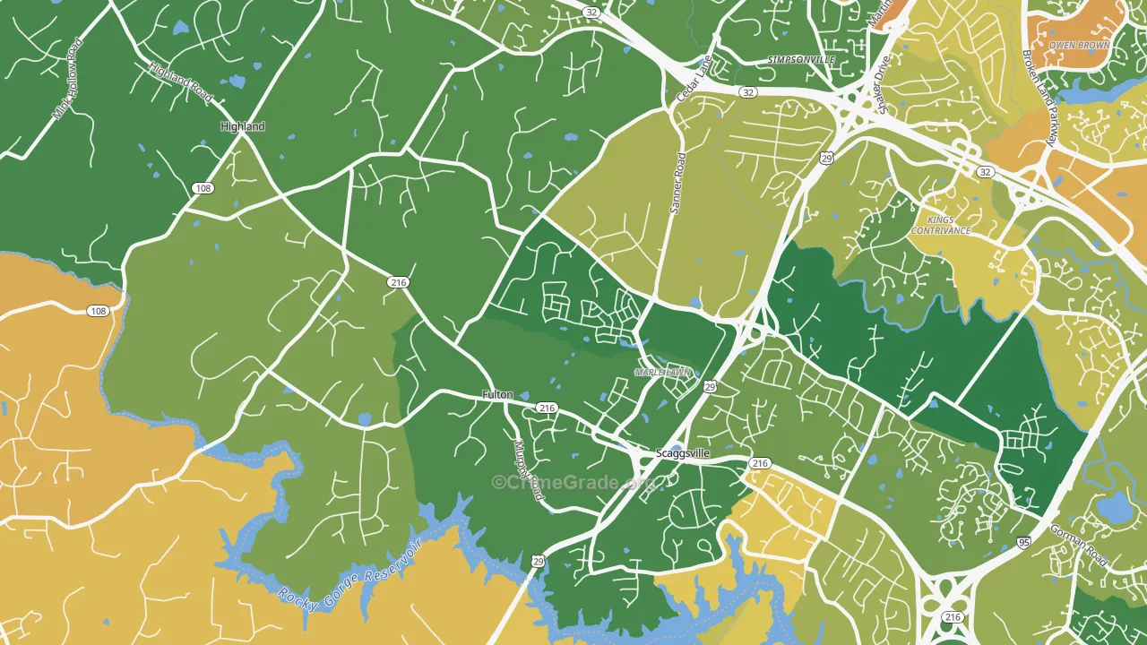 Fulton, MD Map of Robbery Rates