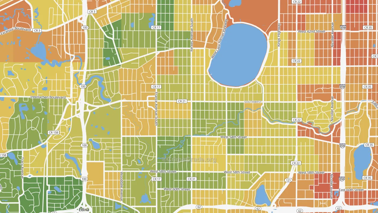 Fulton, Minneapolis, MN Map of Robbery Rates
