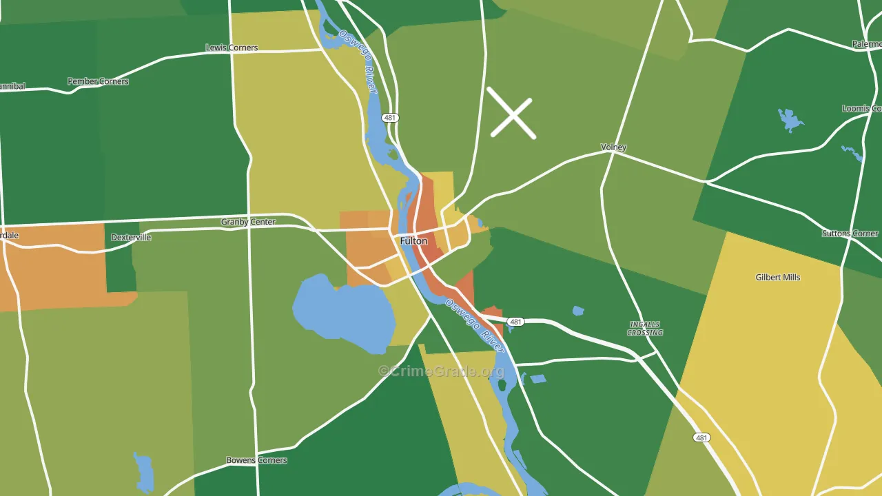 Fulton, NY Map of Robbery Rates