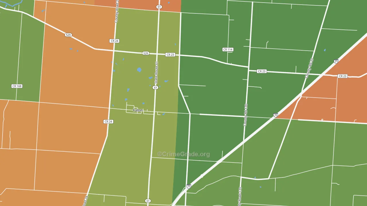 Fulton, OH Map of Robbery Rates