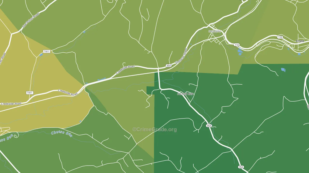 Fulton Run, PA Map of Robbery Rates