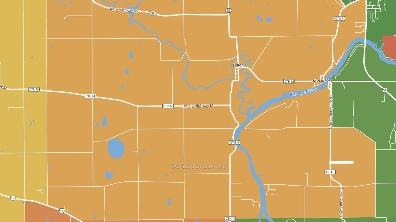 Fulton, WI Map of Robbery Rates
