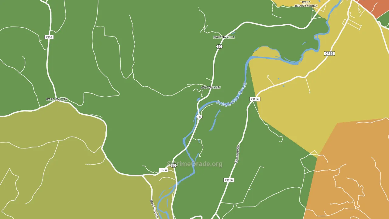 Fultonham, NY Map of Robbery Rates