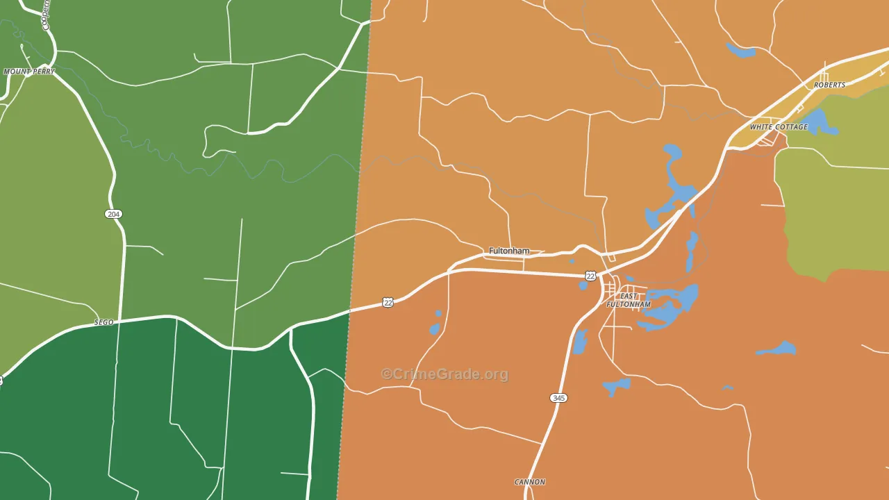 Fultonham, OH Map of Robbery Rates